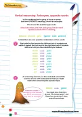 Verbal reasoning worksheet: Antonyms, opposite words