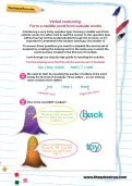 Verbal reasoning worksheet: Form a middle word from outside words