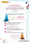 Verbal reasoning worksheet: Introduction to maths equations