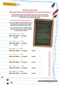 Verbal reasoning worksheet: Moving letters and making new words practice