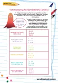 Verbal reasoning worksheet: Number relationships practice