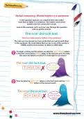 Verbal reasoning worksheet: Words hidden in a sentence