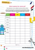 Which material for which job worksheet
