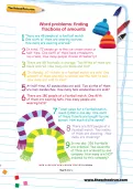 Word problems: finding fractions of numbers football worksheet