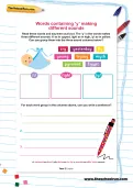 Words containing ‘y’ making different sounds worksheet
