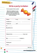 Write a party invitation worksheet