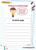 Writing a contents page worksheet