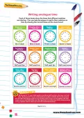 Writing analogue time football worksheet