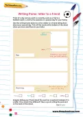 Writing frame - letter to a friend worksheet