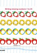 Writing missing numbers 1 to 20 worksheet