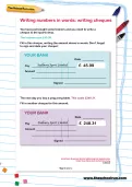 Writing numbers in words: writing cheques worksheet
