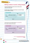 Writing numbers in words: writing cheques worksheet