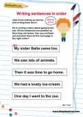 Writing sentences in order worksheet