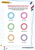 Writing the time to the hour worksheet