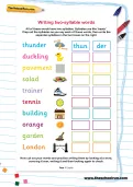 Writing two-syllable words worksheet