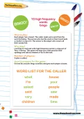 Y2 high frequency words bingo