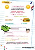 Y4 spelling sentences worksheet