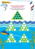 Year 5 number pyramids: multiplying decimals