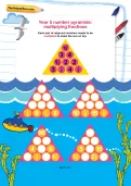 Year 5 number pyramids: multiplying fractions