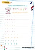Handwriting worksheet: zig-zag monster letters