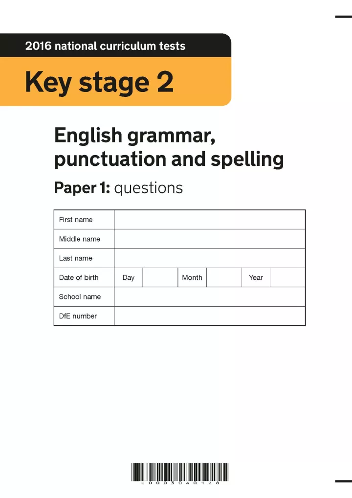 KS2 English SATs 2016