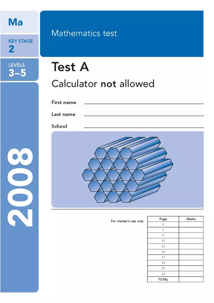 KS2 maths SATs 2008