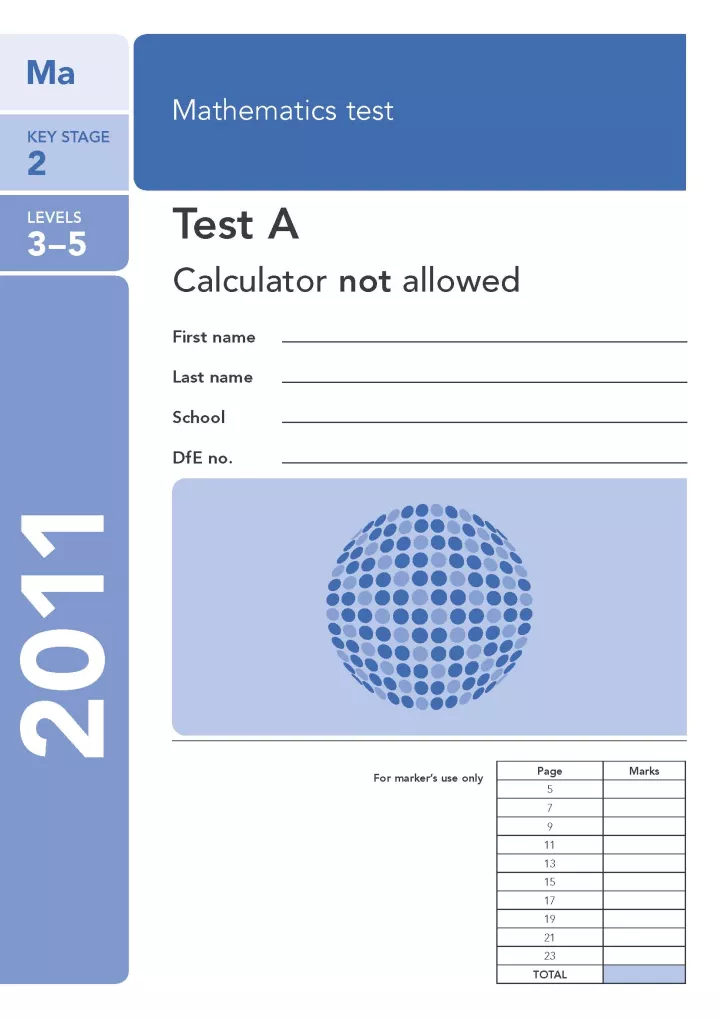 KS2 maths SATs 2011