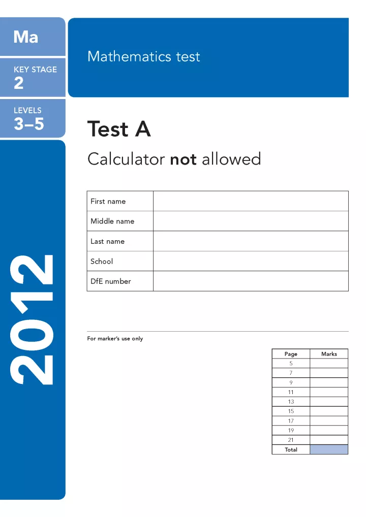 KS2 maths SATs 2012