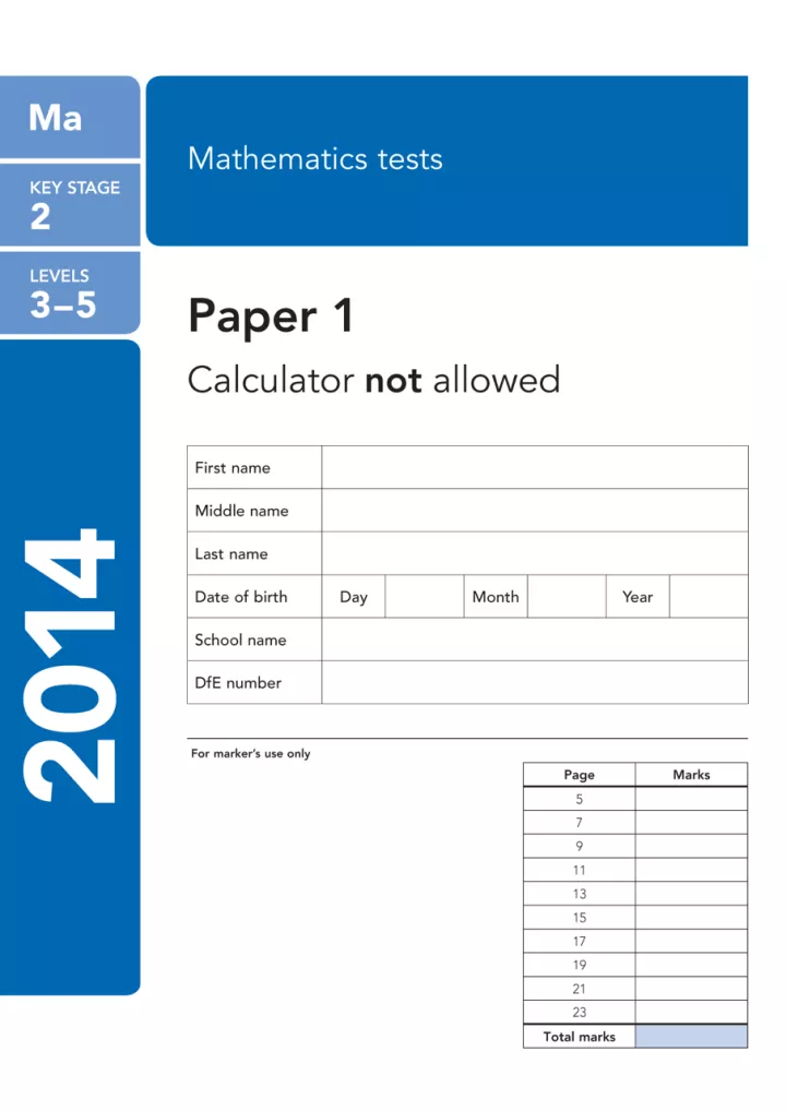 KS2 maths SATs 2014