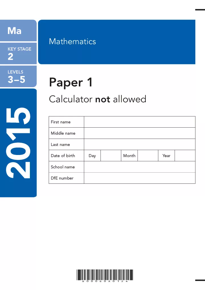 KS2 maths SATs 2015