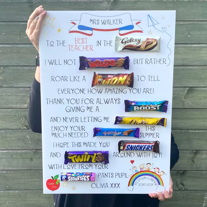 Personalised Teacher Chocolate Message Board