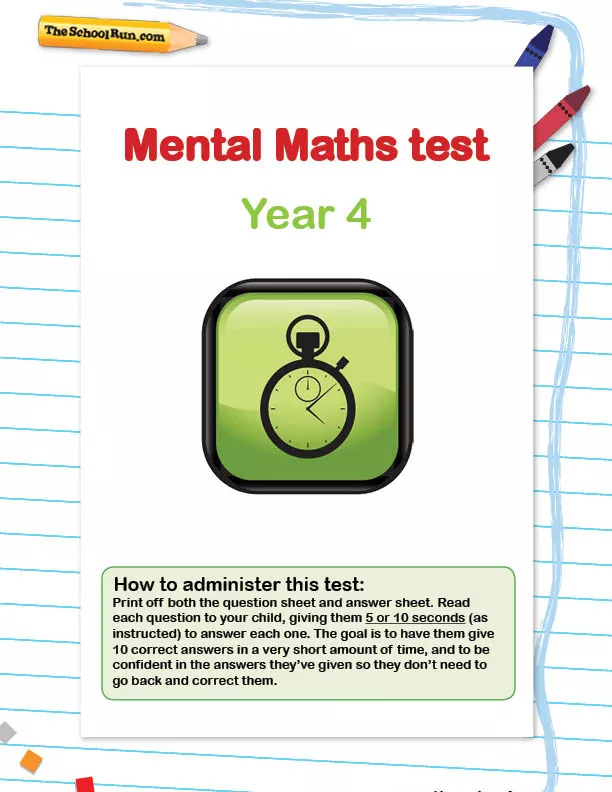 Year 4 Mental Maths test