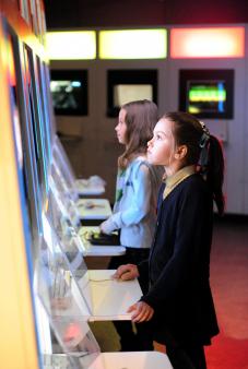 Children playing interactive games 