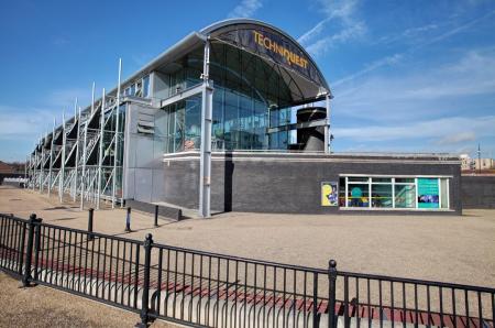 The unusual Techniquest building in Cardiff