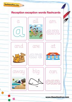 KS1 Common Exception Words Flash Cards - Reception Year 1 & Year 2