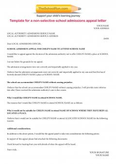 Secondary school appeals template: comprehensive school
