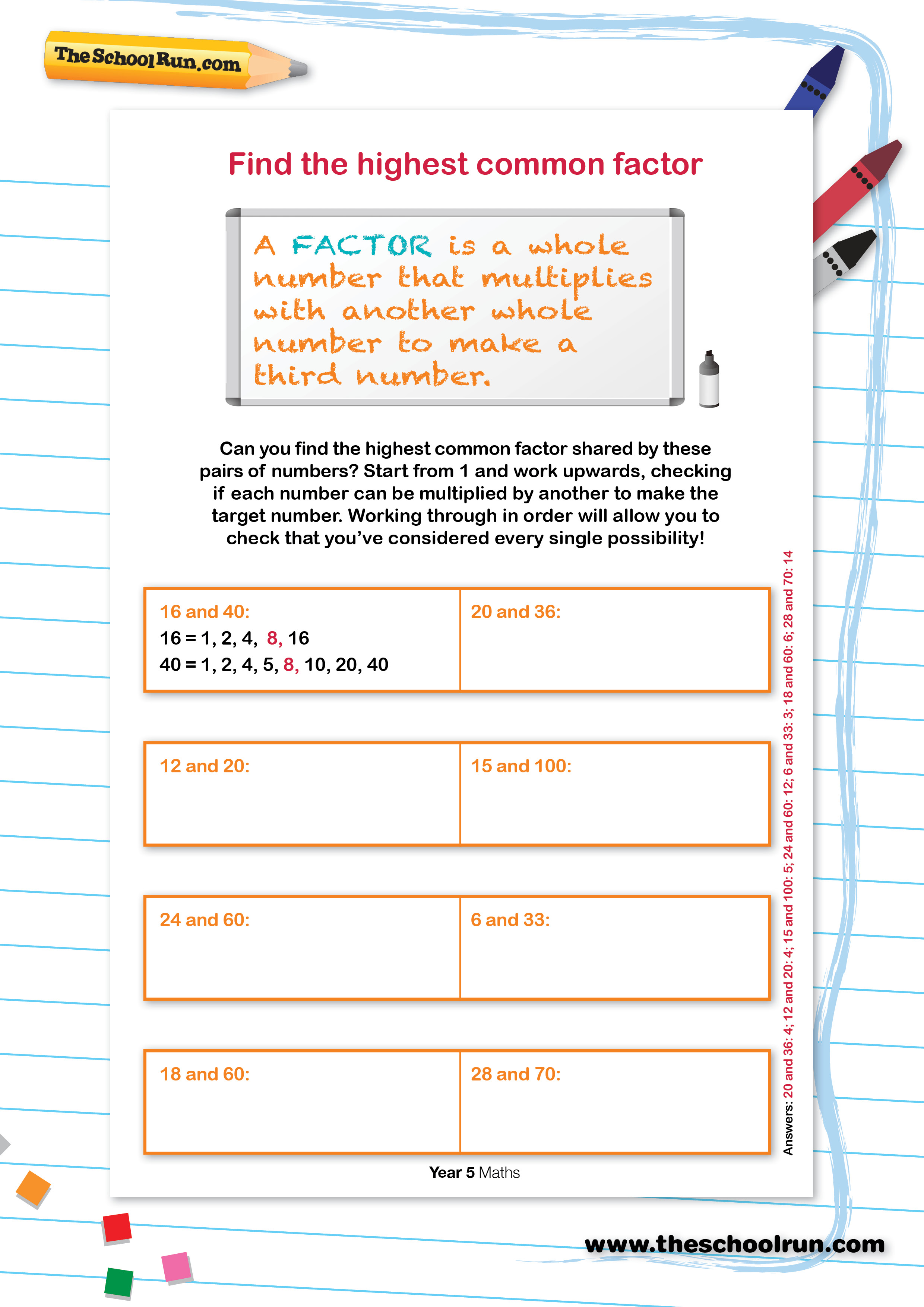 find the highest common factors of 6 and 9