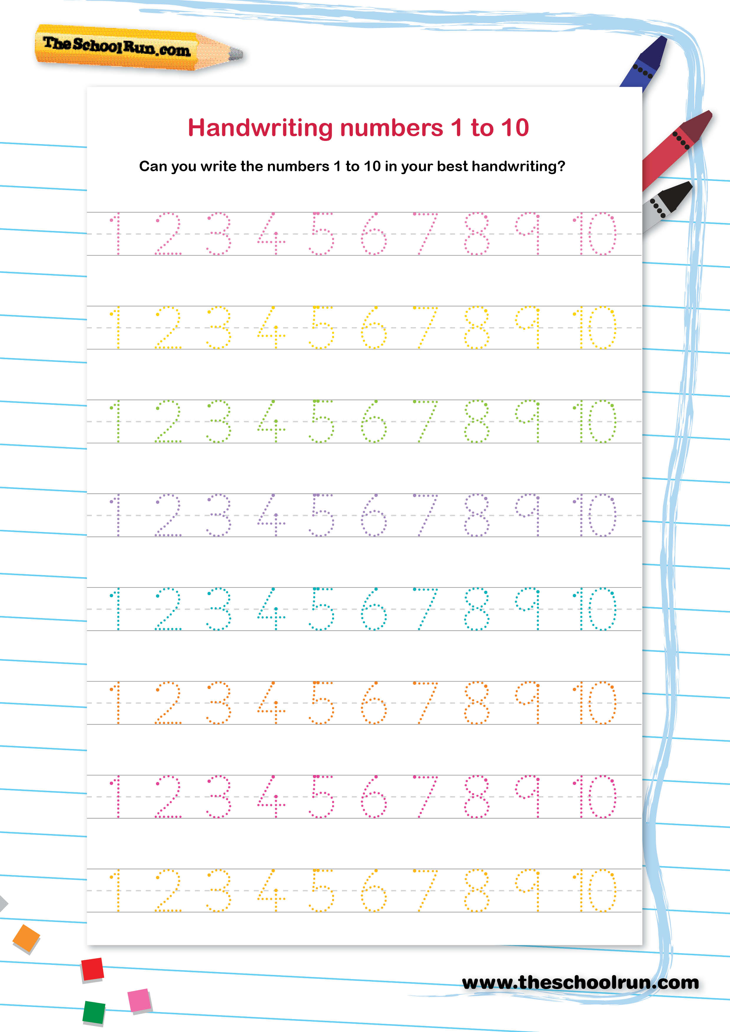 Handwriting numbers 1 to 10 TheSchoolRun
